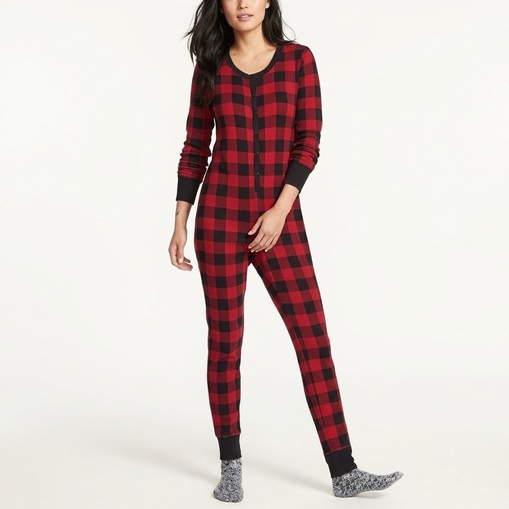 L.L. Bean Waffle One Piece Unionsuit Thermal Pajama Long John Women's Small P